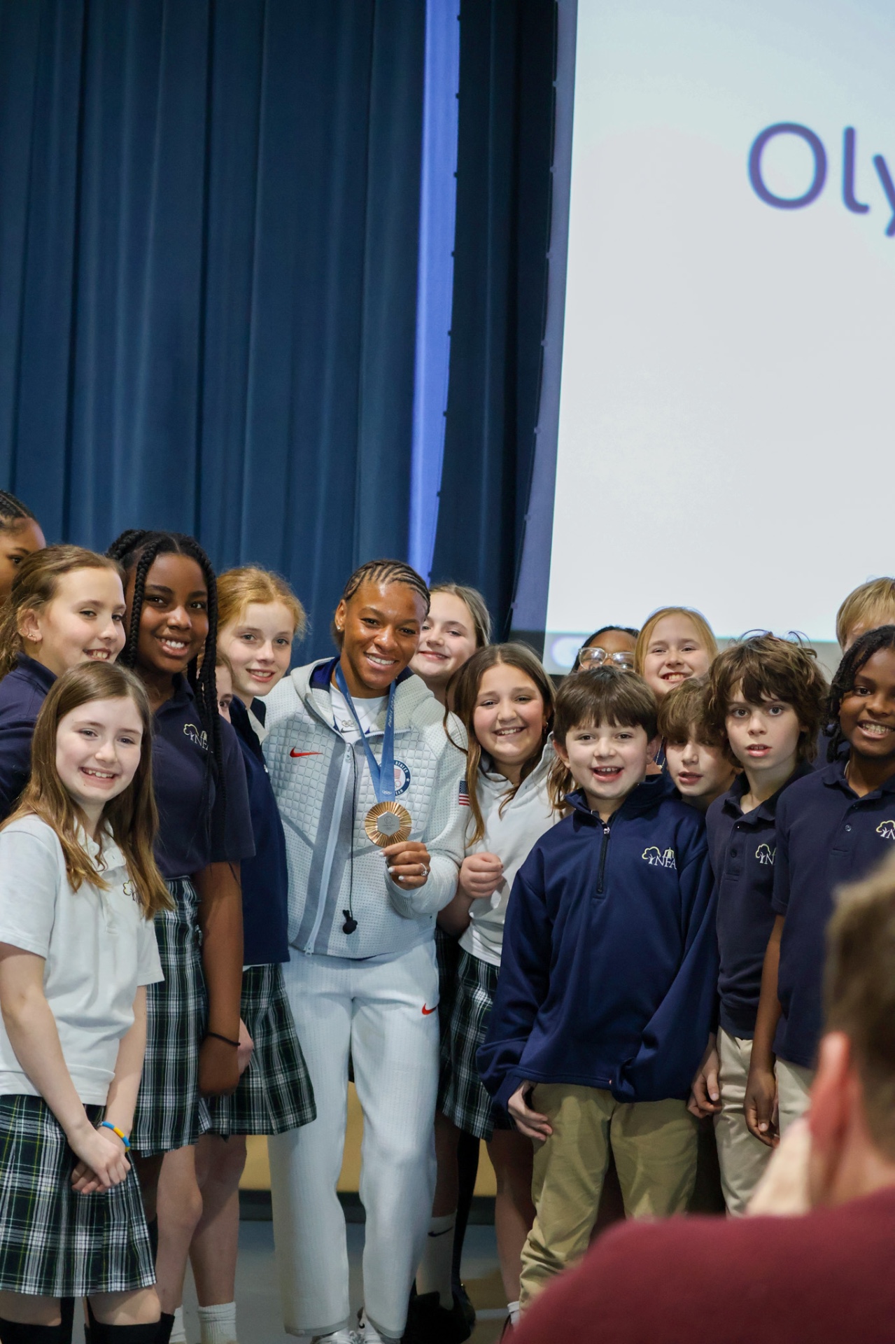 Ariana Ramsey with Norwood-Fontbonne Academy students